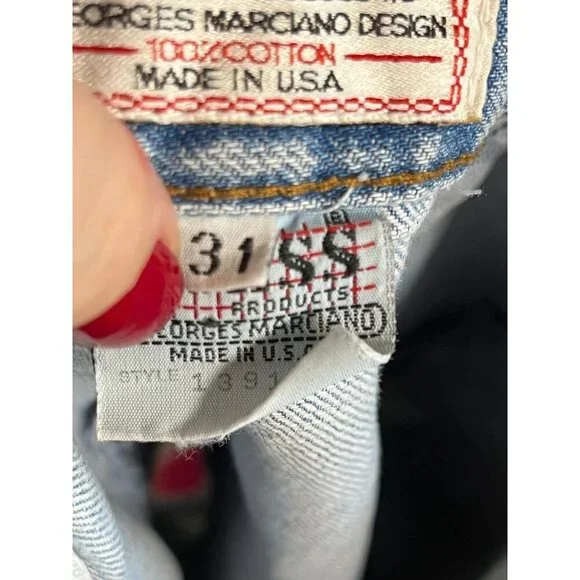 Vintage High Waisted Cuffed Denim 31 Blue Shorts 90s Mom Twee Cowgirl Western - Picture 10 of 15